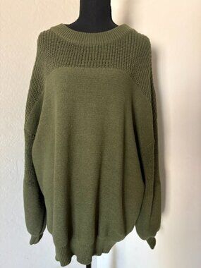 DOKOTOO Olive Green Oversized Knit Sweater XL